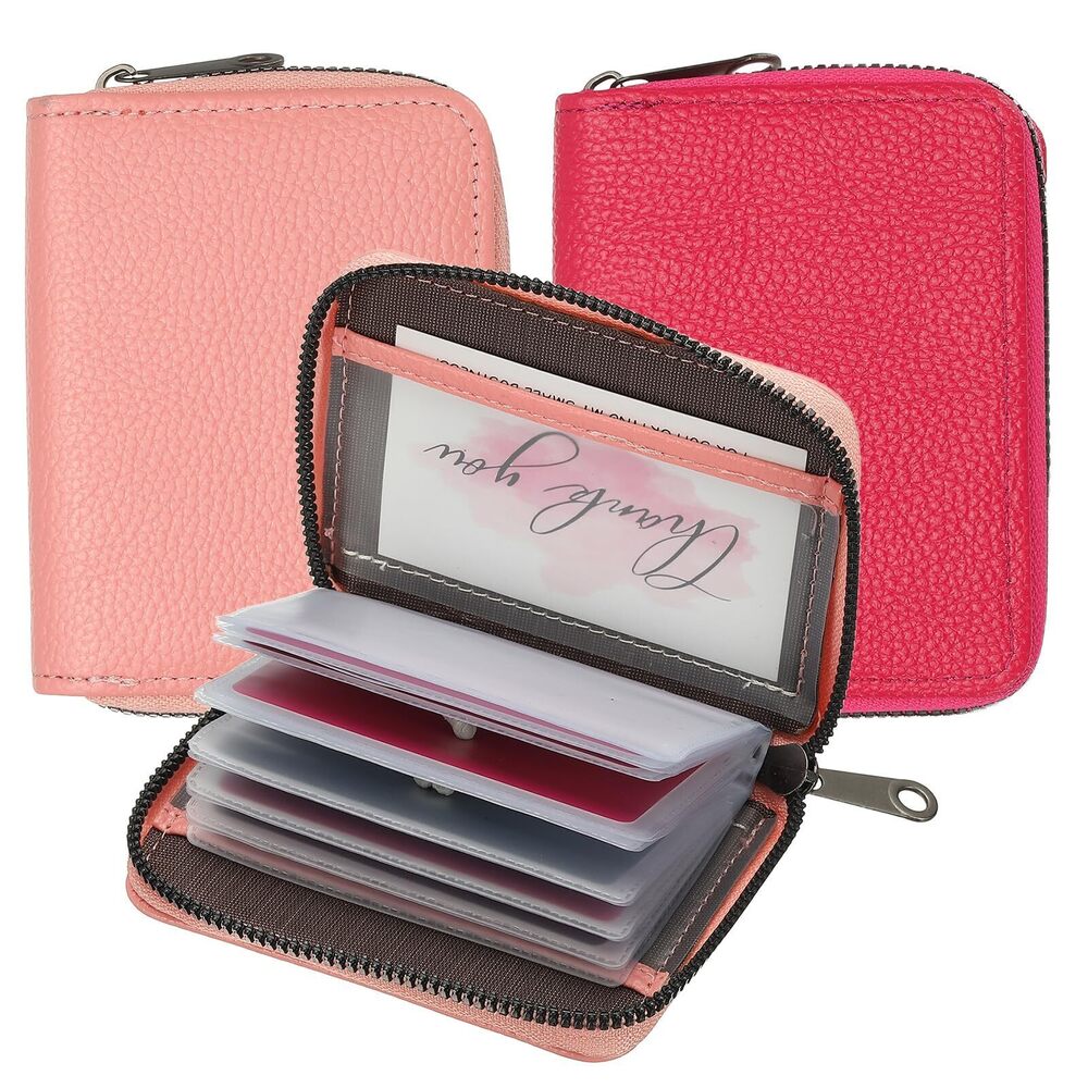 4038 Credit Card Holder Zipper Wallet, Leather Card ID Case Organizer